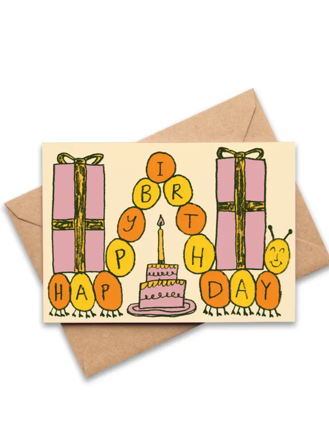 'Happy Caterpillar Birthday!' Greeting Card