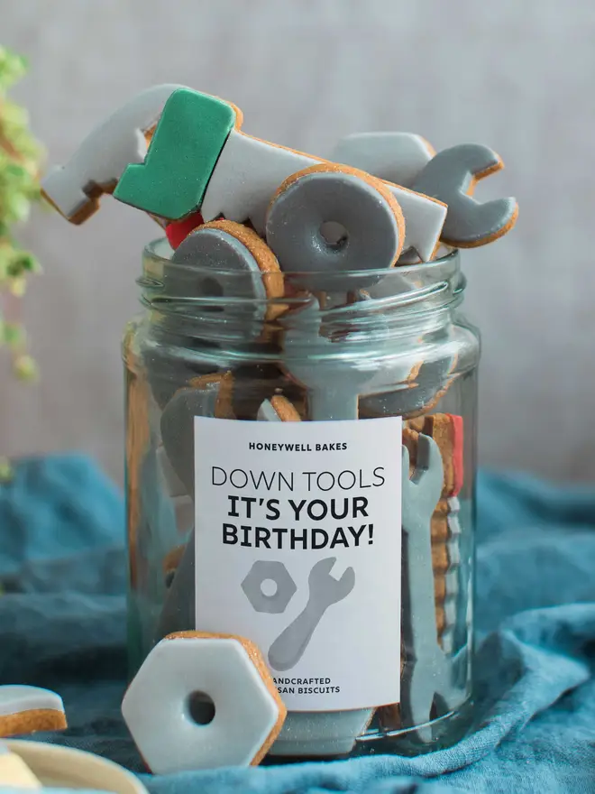 Personalised Jar of tools - Hand Iced Biscuits
