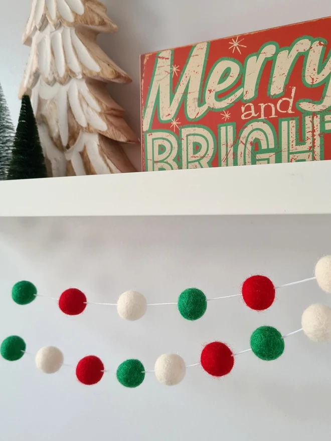 Traditional Christmas Pom Pom Garland