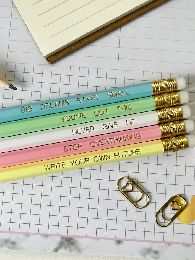Positive Inspire-Me Female Entrepreneur Pencils (Set Of 5)