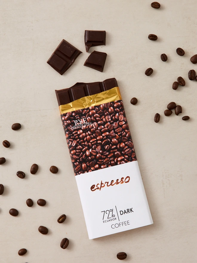 Coffee Dark Chocolate Bar - 72% Ecuadorian