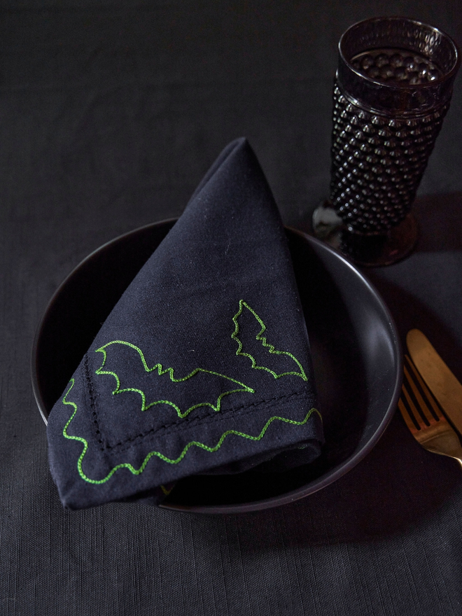 Set of 6 Embroidered Halloween Napkins