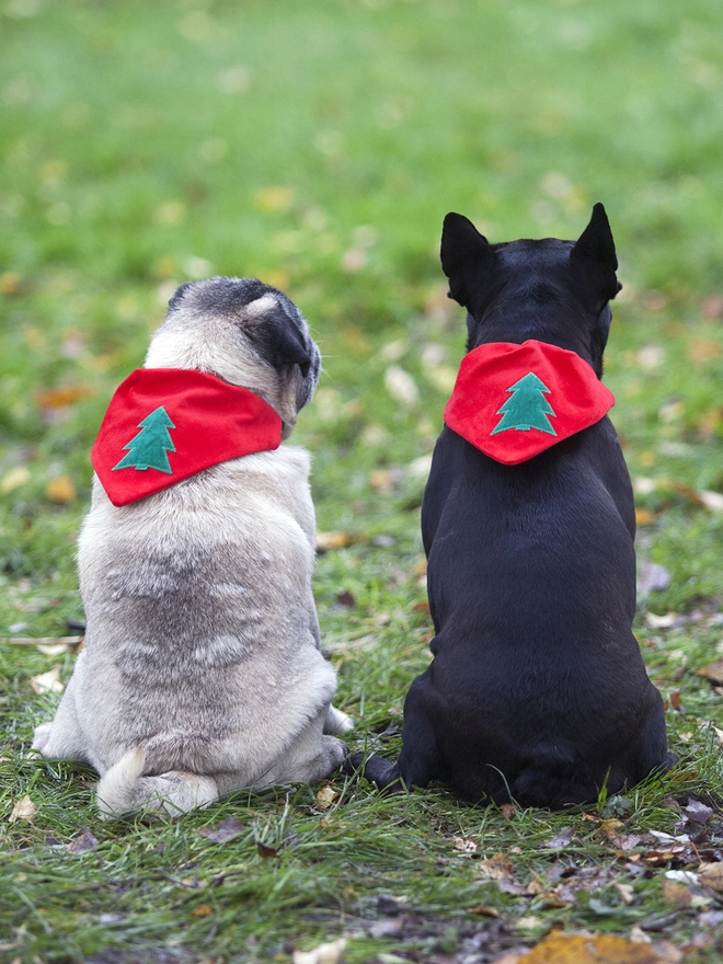 Classic Christmas Tree Slip on Bandana Pug Frenchie