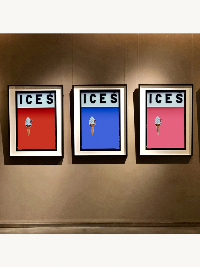 Ices red blue and pink framed in black
