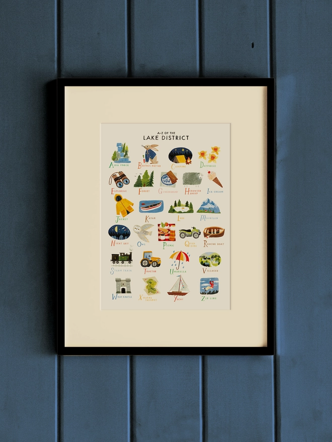 Framed Lake District A-Z print