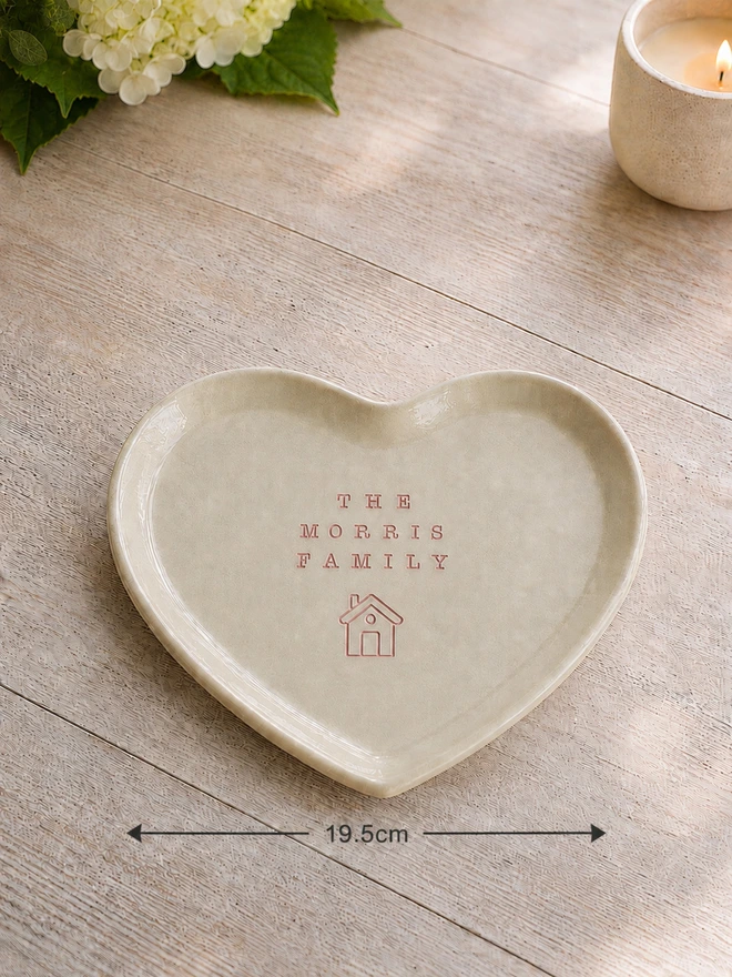 ceramic heart family name plate, jenny hopps pottery
