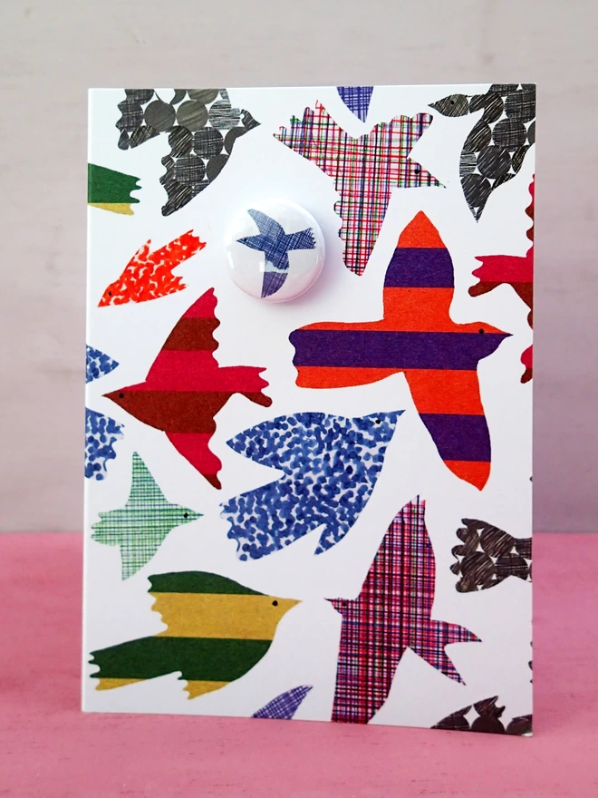 Pattern flock greeting card with badge