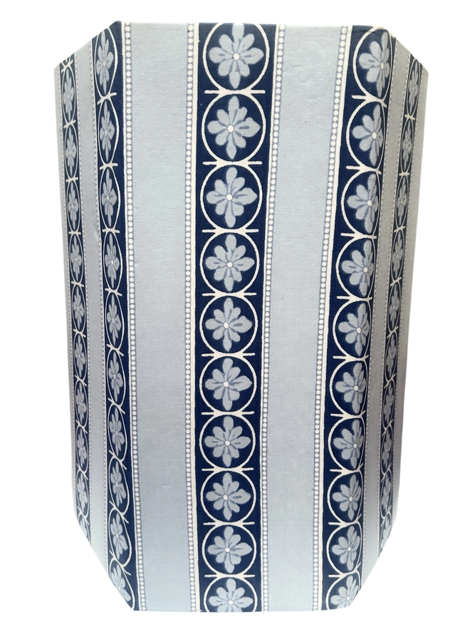 Blue flower stripe Hand block Printed waste paper bins foldable & come flat packed, handcrafted from 100% recycled cardboard by The Charpoy on a white back ground