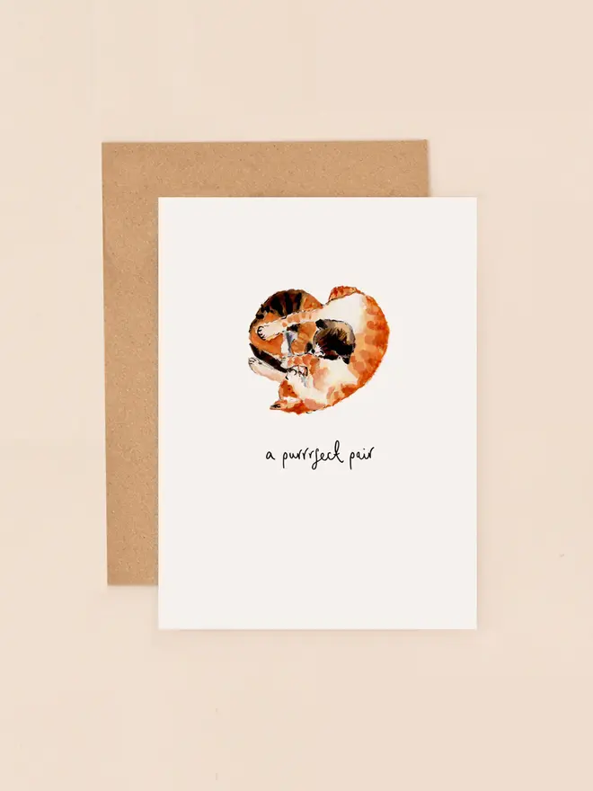 cats cuddling greeting card