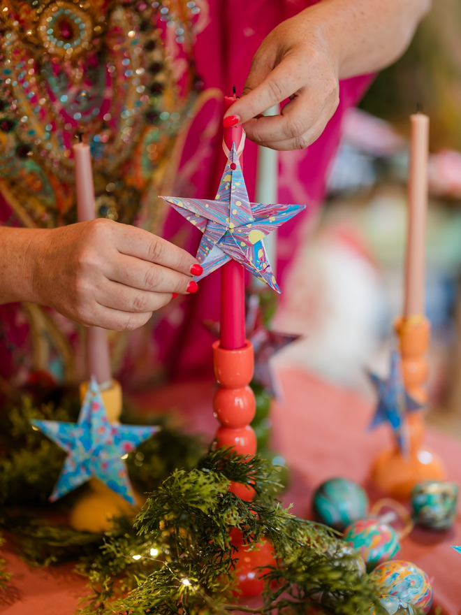 Star marbled paper decoration