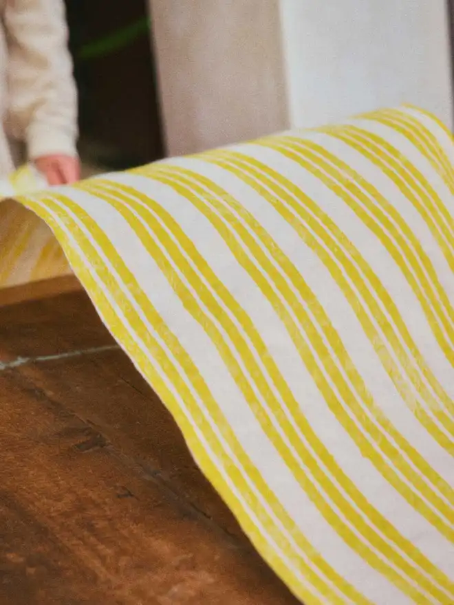 Yellow Striped Table Runner