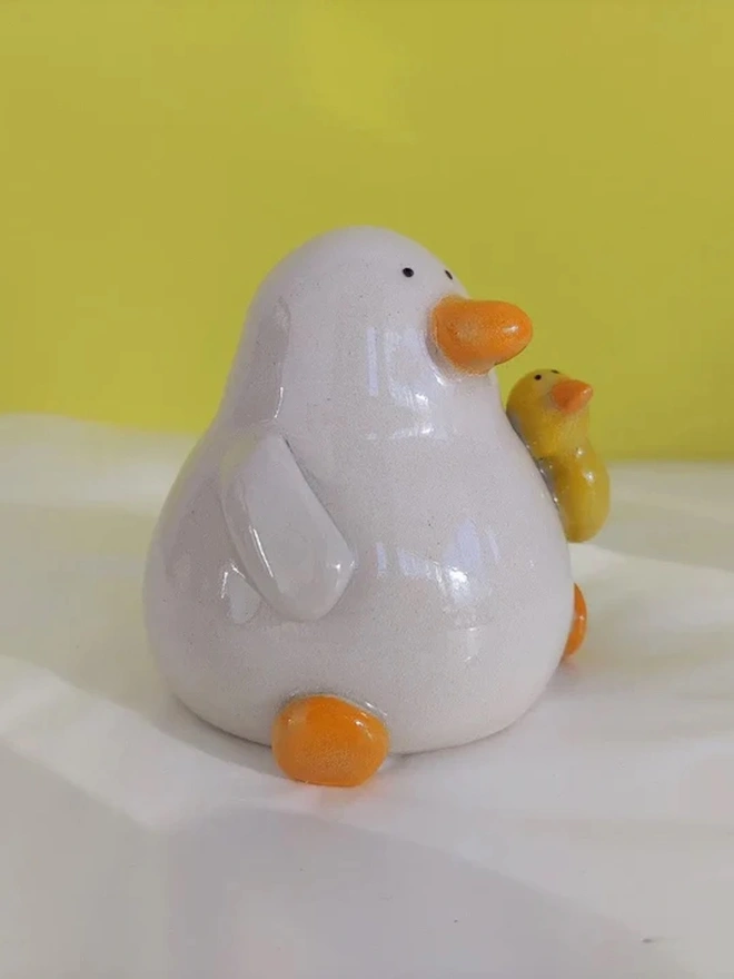 Val With The Pal Duck Ceramic Sculpture