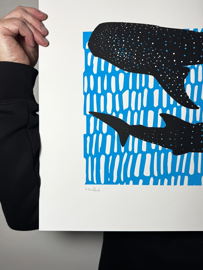 Whale Sharks_Large A2 Screen Print_Holly and Co_hand signed