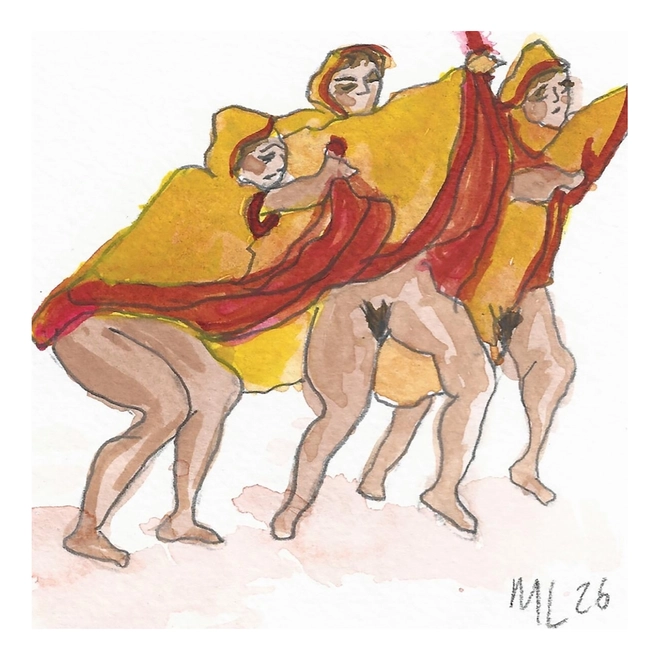 watercolour art piece of three women