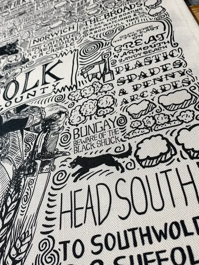 Norfolk Print Tea Towel Close Up 2