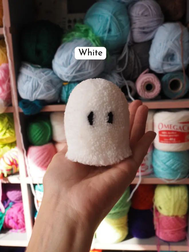 White Ghost Pom Pom Desk Buddy