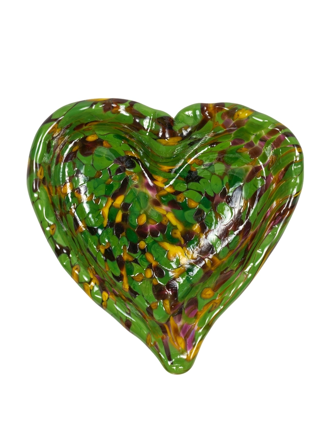 Handmade Murano glass trinket dish green