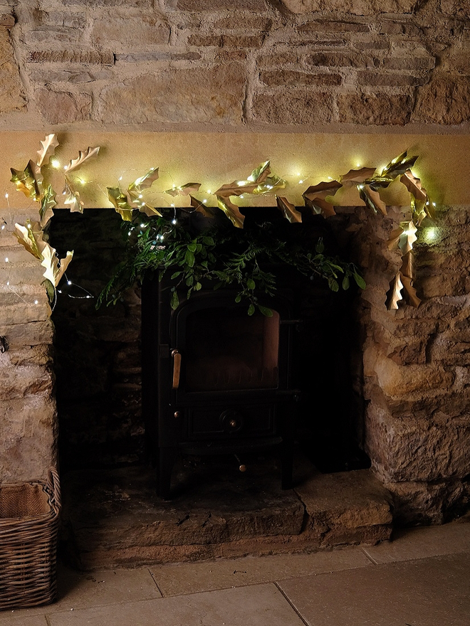 Brass Holly Garland