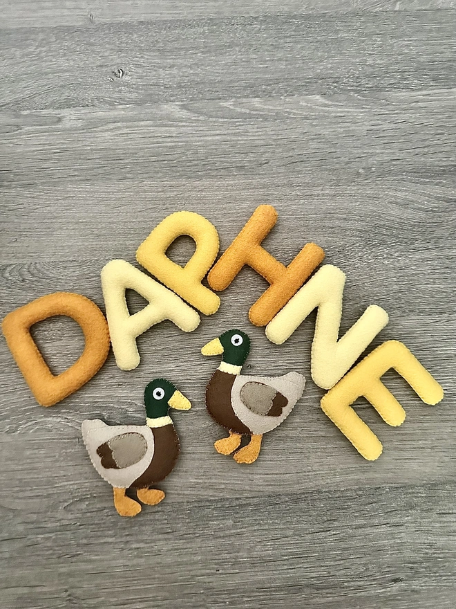 Colourful Name Garland With Ducks, personalised name garland, nursery decoration, baby gift,  kids playroom decoration 
