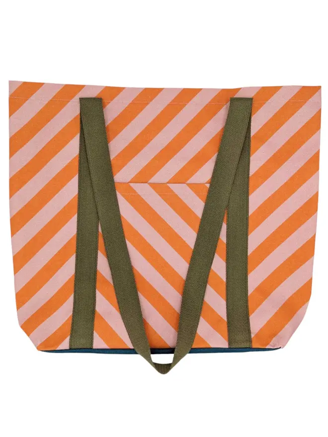 Tote Cotton Shopper Bag, a colourful patterned tote bag sitting on a plain white surface. 