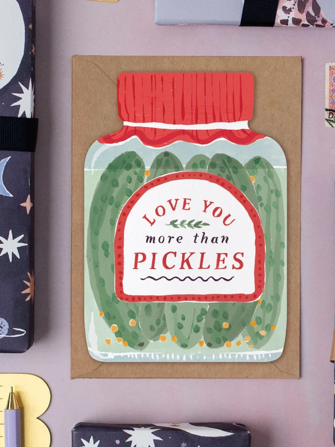 Love You More Than Pickles Card styled with other Sister Paper Co greeting cards