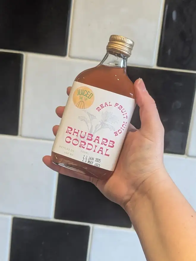 rhubarb cordial juice bottle