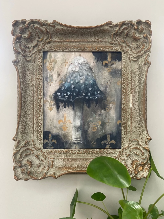ink cap mushroom framed