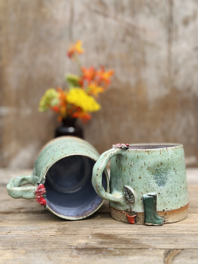 Green wellies, perfect gardeners mug