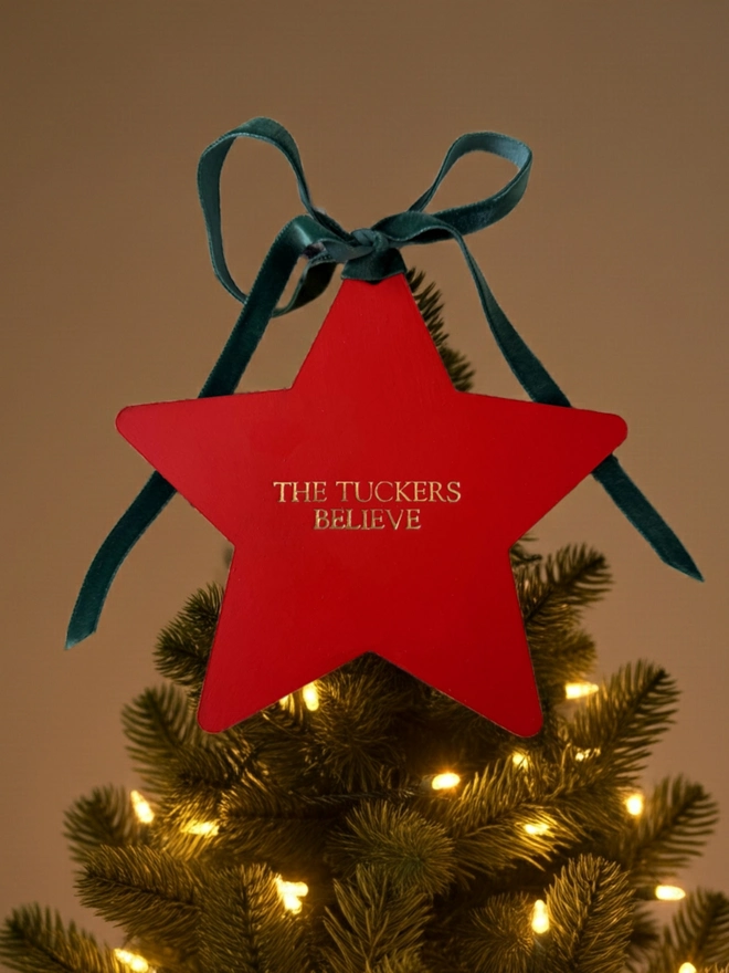 Red Leather Tree Topper