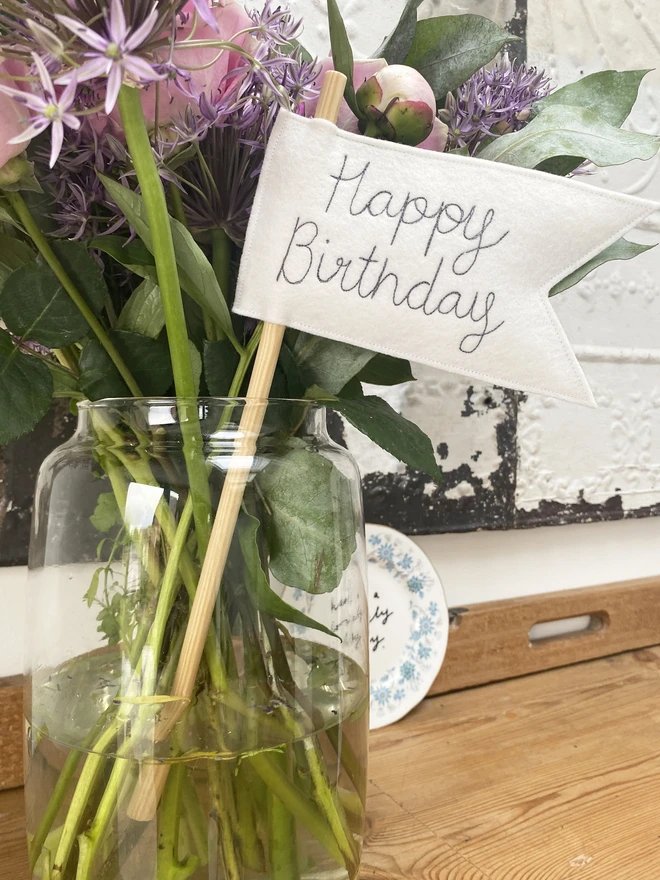 Happy Birthday Celebration Large Personalised Vase Flag