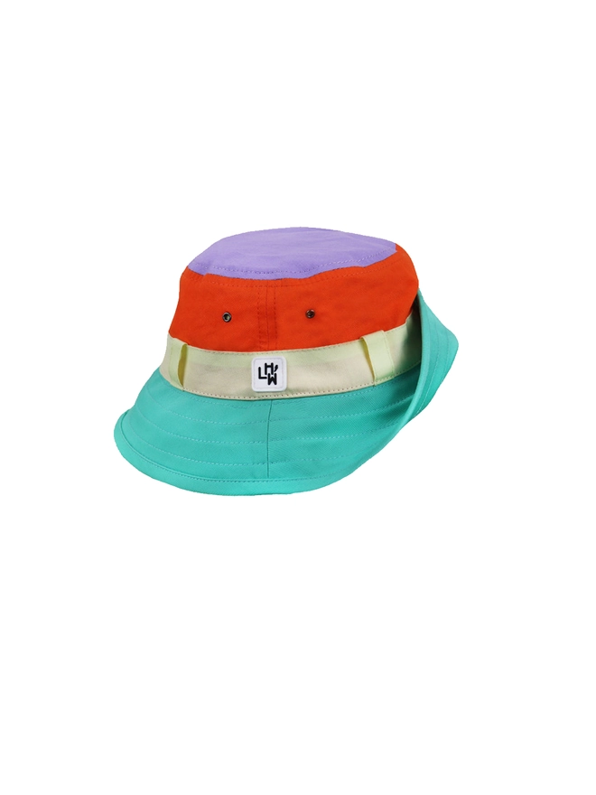 Kids sun bucket hat in multi colour side