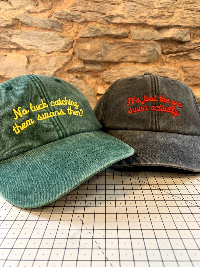 Personalised Slogan Cap Vintage Bottle Green and Black