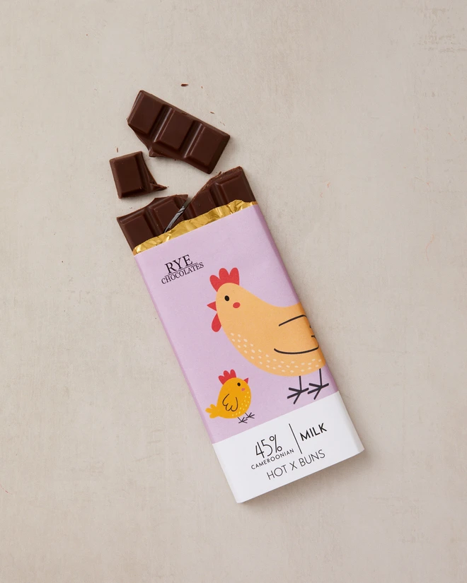 Hot cross bun Easter chocolate bar
