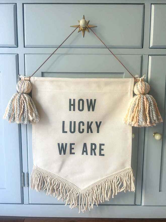 How lucky we are fabric decorative wall hanging banner
