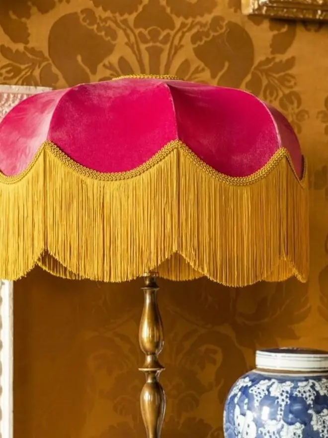 The Raspberry Fringed Lampshade