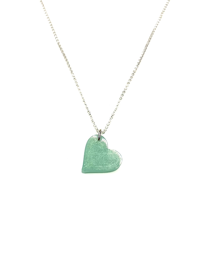 Recycled fishing net heart of a silver chain, necklace
