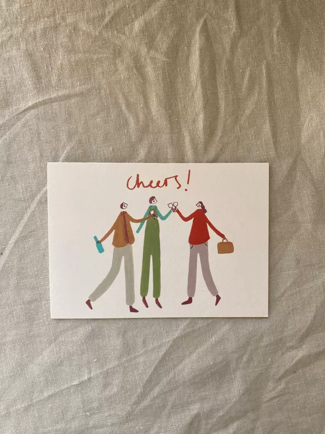 cheers greeting card with friends celebrating