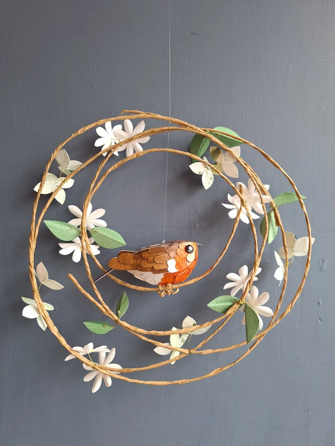 Robin on a floral wreath 7