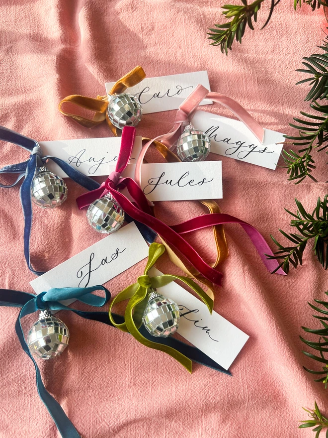 Personalised Calligraphy Christmas Colourful Place Cards