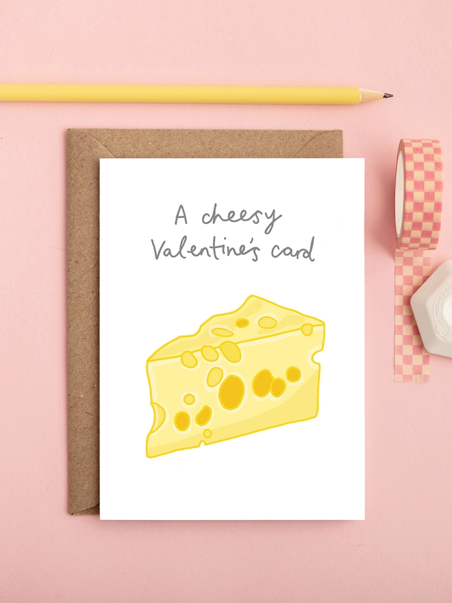funny valentines or love card featuring a piece of cheese