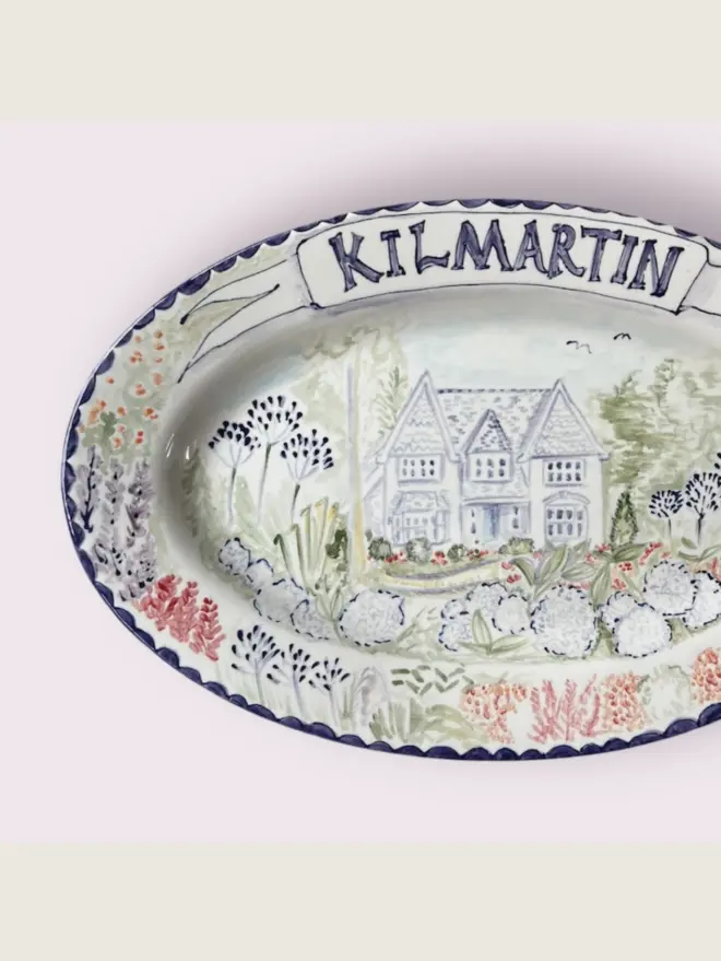 House Platter for example of size and shape, multi-coloured. Hand-painted piece and fully bespoke. 