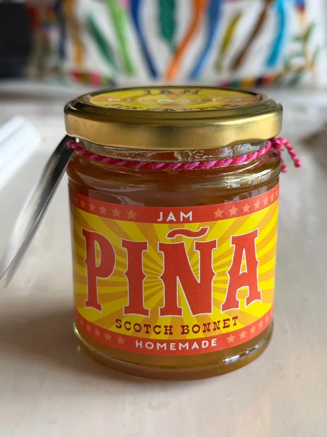 'Piña' Jam Jar (Set Of 1-4 Jars), a jam jar sitting on a kitchen counter. 
