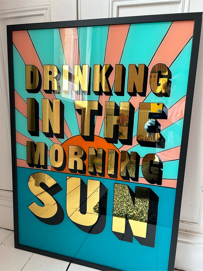 gold leaf drinking in the morning sun handpainted sign