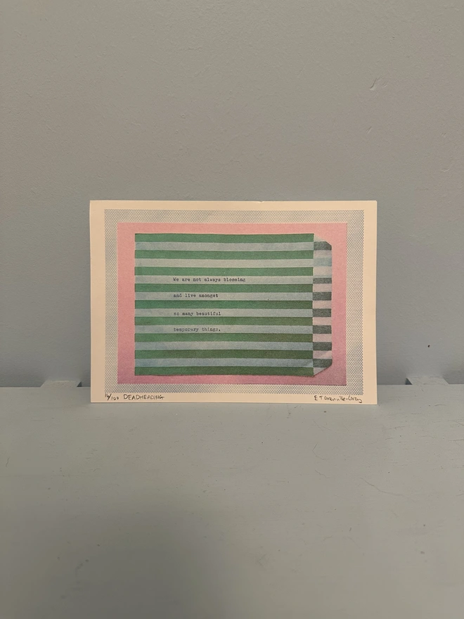 'Deadheading' A5 Risograph Wall Art Print