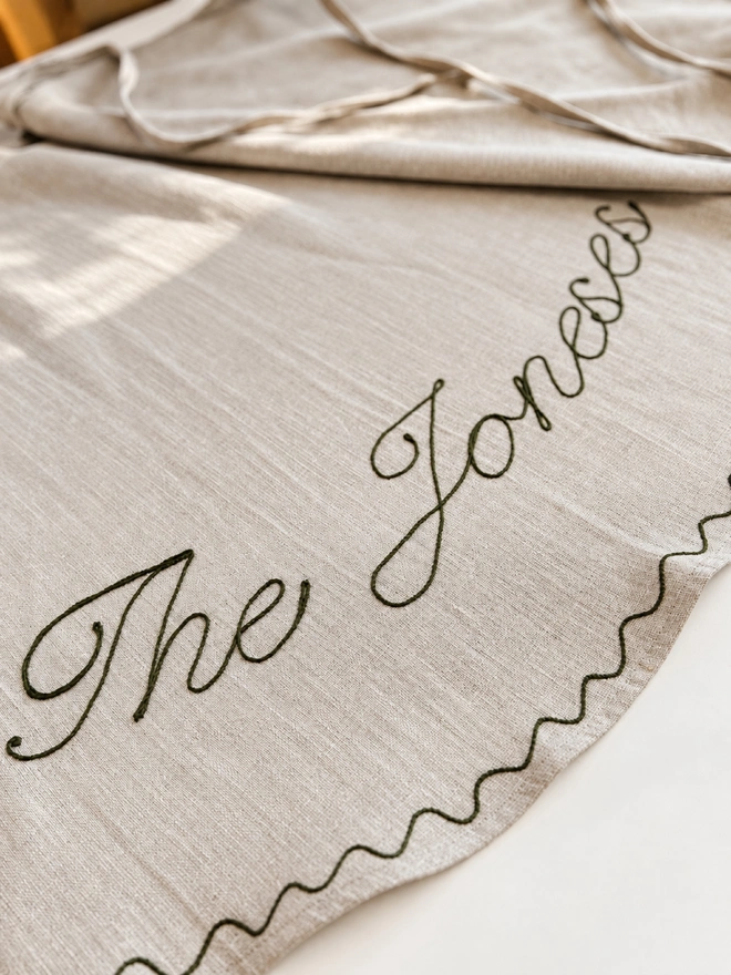 Personalised Embroidered Linen Christmas Tree Skirt