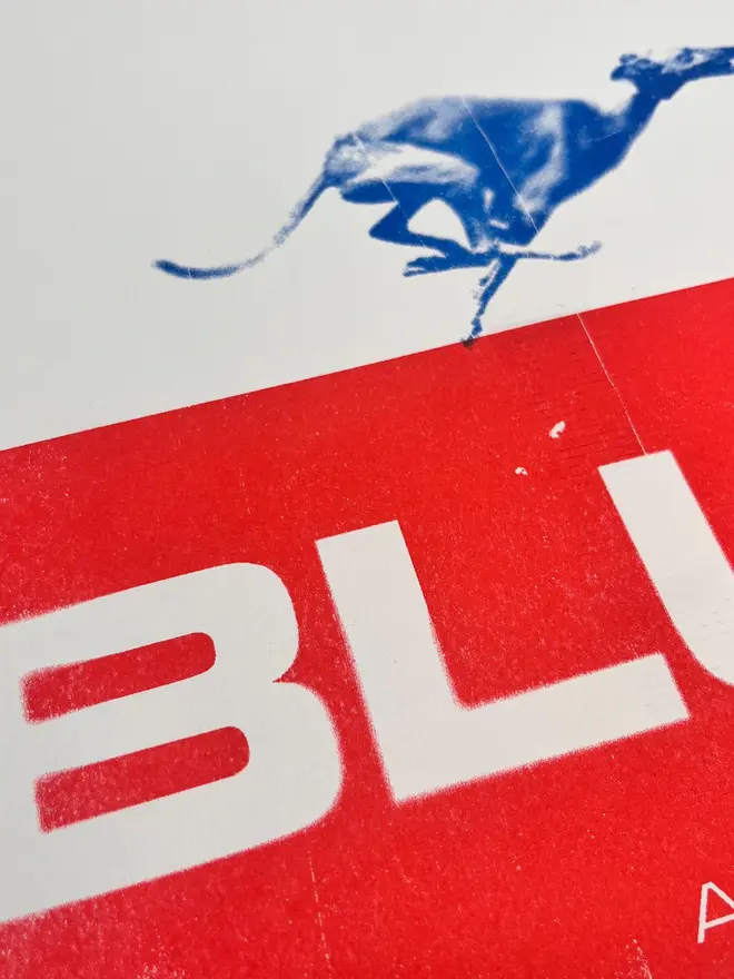 Blur Handmade Risograph Gig Poster,  zoomed in. 
