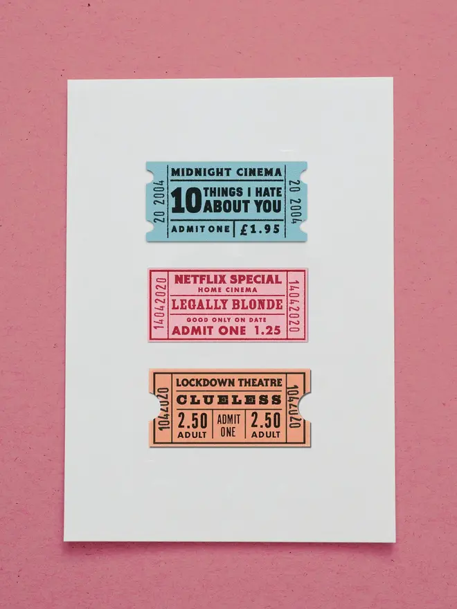 personalised 3 cinema ticket print