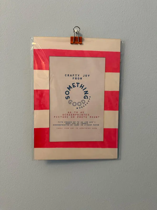 A5 Hand Screen Printed Pink Thick Or Thin Striped Frame