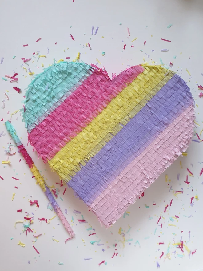 striped heart pinata