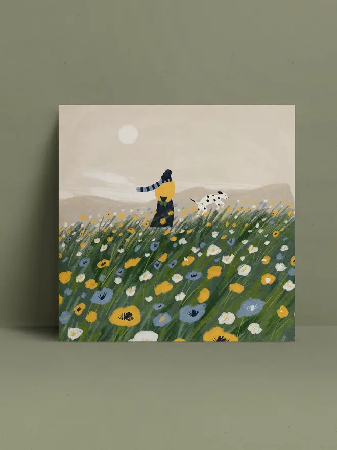 floral spring walk illustrated greetings card